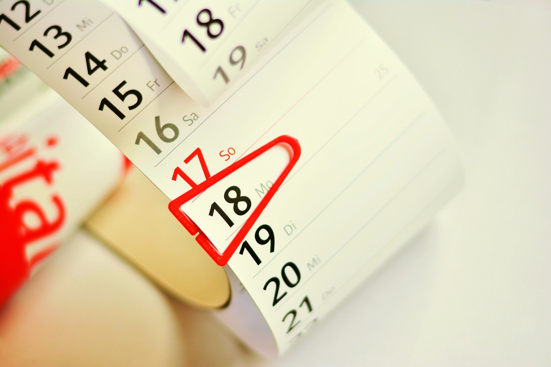 Terminkalendar mit einem hervorgehobenden Datum